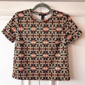 Playful & Eye-Catching Forever21 Tribal Print Semi-Cropped Soft T-Shirt - Size S